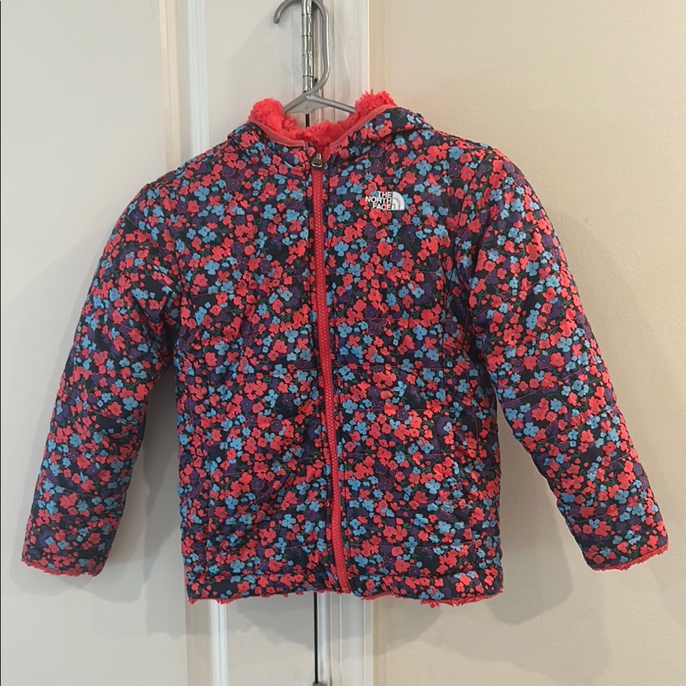The North Face Kids Reversible Floral Jacket - Pink,  Blue, and Purple